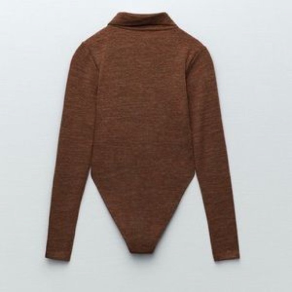 NWT ZARA HEATHERED BODYSUIT MINK BROWN - Picture 5 of 6